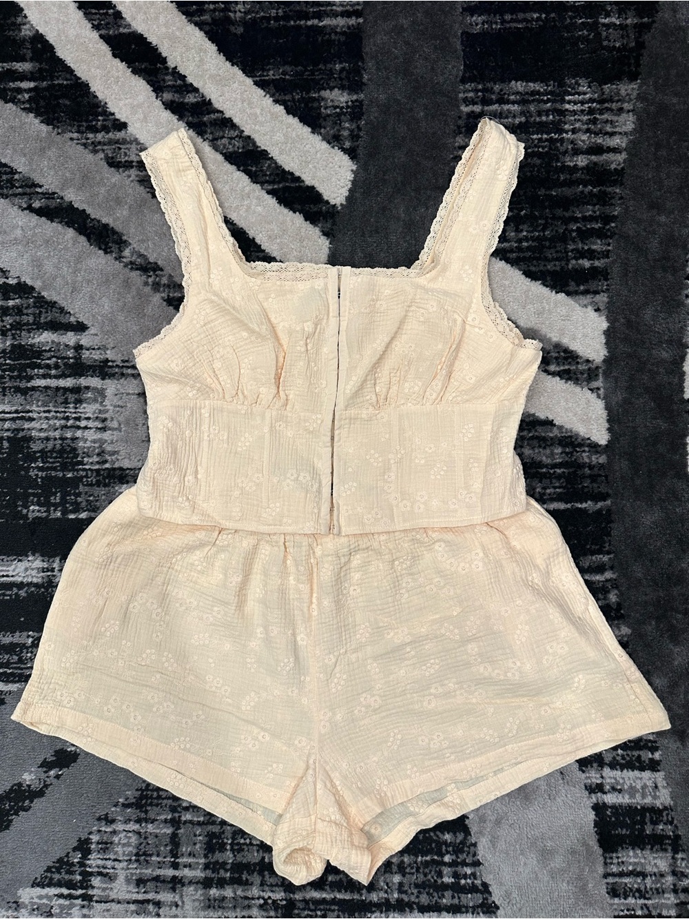 Women’s Butter Yellow Eyelet Lace Short Set